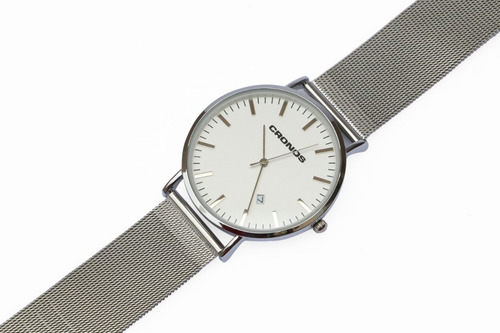 Imagen 8 de 8 de Reloj Cronos Tempus Silver Fecha A.inox Ultra Fino Con Envío