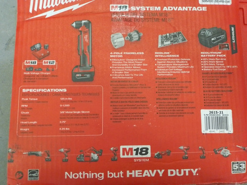 Taladro Angular 3/8 M18 De Ángulo Recto Milwaukee 2615-21