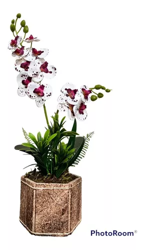 Arranjo De Orquídeas Silicone Toque Real Vaso Mesa De Jantar