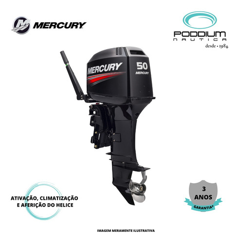 Motor De Popa Mercury 50 Hp, Eo 2 Tempos Poddium Náutica