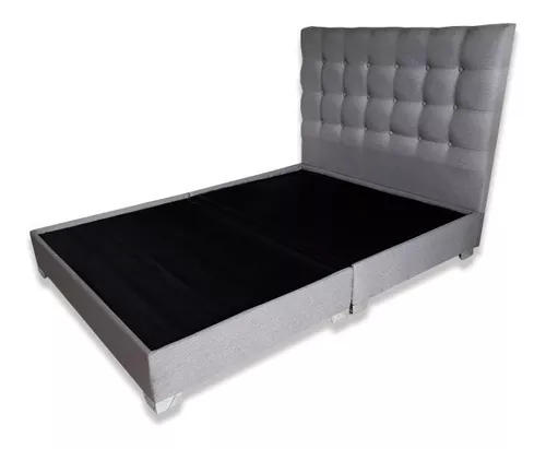 Base Cama Dividida Doble Mas Cabecero Gris