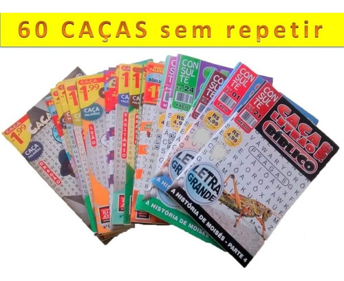 Kit 60 Revistas Caça Palavras - Sem Repetições