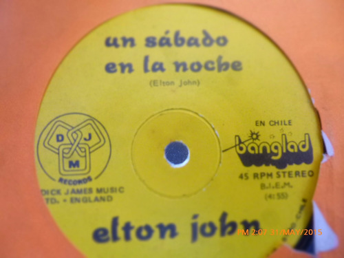 Vinilo Single  De Elton John -velas Al Viento- Un Sa (  H143
