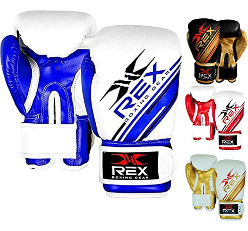 Guantes De Boxeo Para Niños Rex Sports (6oz, Azul/blanco)