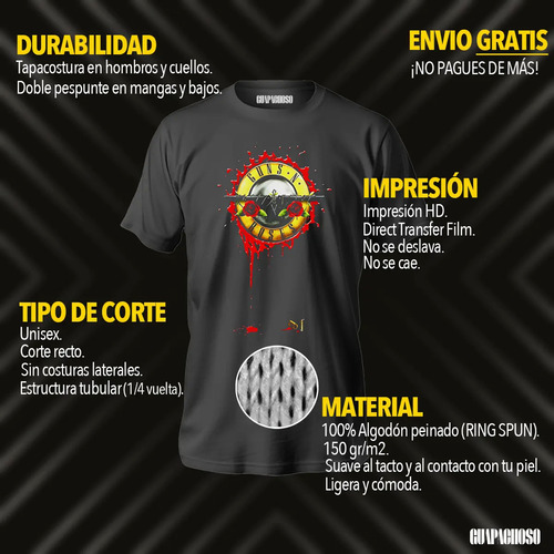 Playera Guns N' Roses Estampado Top Hat Iconic Slash Design