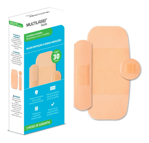 Band-aid Respirável Bege Multi Saúde 3 Tamanhos Diferentes