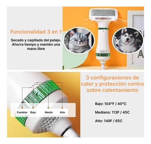 Secador De Pelo Para Mascotas 3 En 1 Portatil
