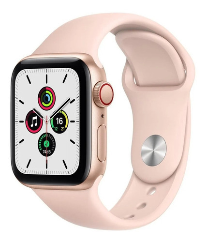 Apple Watch SE (GPS + Cellular, 40mm) - Caixa de alumínio dourado - Pulseira esportiva Rosa-areia