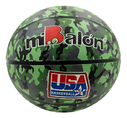 Pelota Mibalón Básquet Goma #7 Diseño Verde Militar