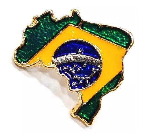 Pim Bótom Broche Mapa Do Brasil 18mm Folheado A Ouro Qualid.