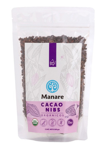 Cacao Nibs Orgánico 200 G - Libre De Gluten - Manare