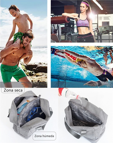 Imagen 6 de 7 de Bolsa De Gimnasia De Gran Capacidad, Playa, Viaje, Forro Doble, Almacenamiento De Calzado Independiente Seco Y Húmedo