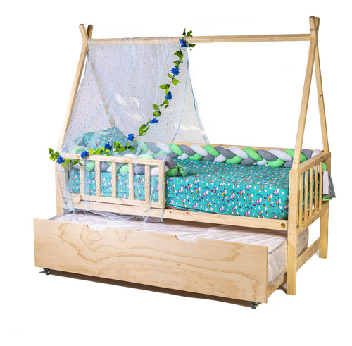 Cama Nido Tipi Con Barandas Infantil Para Niños - 1 Plaza