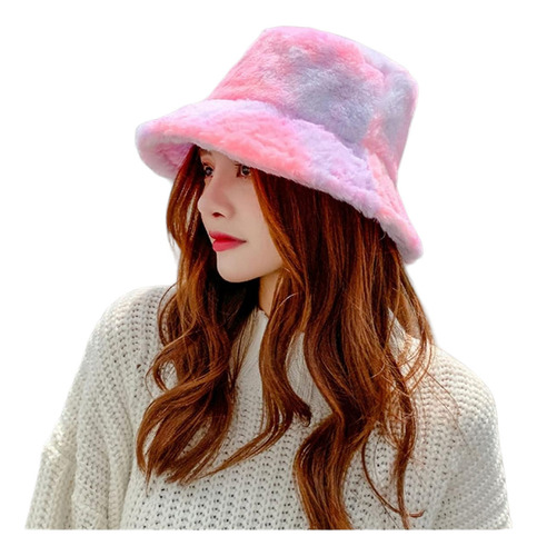 Gorro Bucket Hat De Felpa Peluche Peluditos Tie Dye 