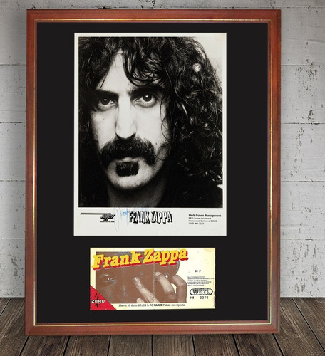 Cuadro Decorativo Frank Zappa Foto Autografiada Y Entrada