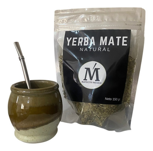 Imagen 1 de 3 de Kit De Mate Argentino Mate- Bombilla - Yerba Mate Y Cepillo