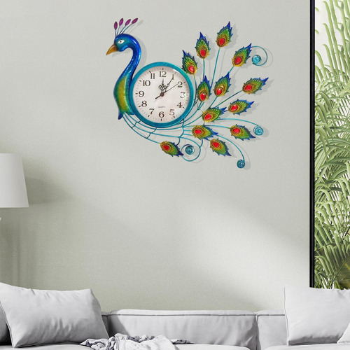 Reloj De Pared De Metal Con Forma De Pavo Real Con Forma De