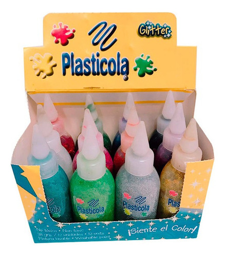 Plasticola Adhesivo Vinilico Color Glitter 38grs 12 Unidades