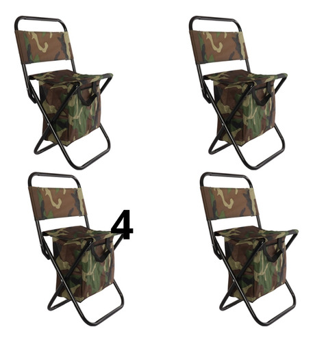 Set X4 Silla Plegable De Camping Bolso Incluido Camuflada