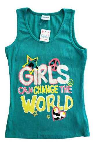 Camiseta Tank Top Niña 10 Años Turquesa Blusa Sin Mangas