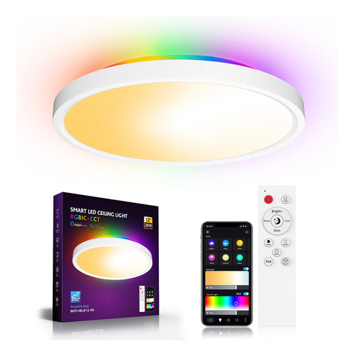 Lámpara De Techo Led Redonda Rgbic/cct/rgb Que Cambia De Col