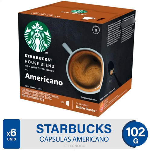 Capsulas Dolce Gusto Starbucks Americano House Blend Pack X6