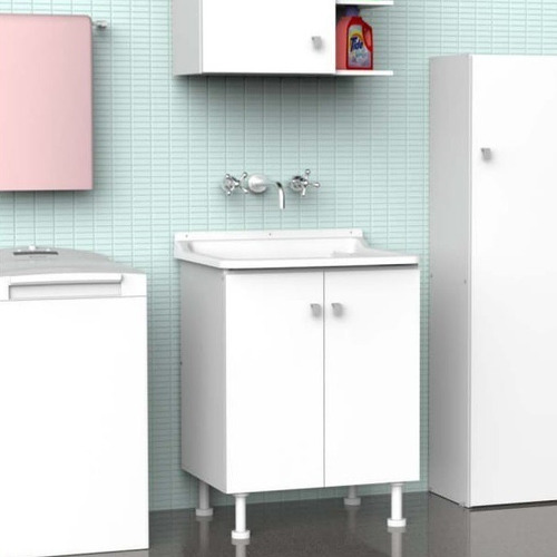 Imagen 5 de 7 de Bajo Mesada Lavadero 60cm Blanca C-mesada Inyectada Kromos