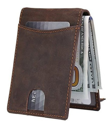 Besitos Mens Billetera Top-grain Cuero Bifold Clip De 9gg29