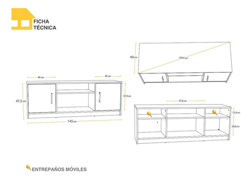 Imagen 4 de 7 de Mueble Casa Lista® Hogar - Centro Múltiple Tv 42