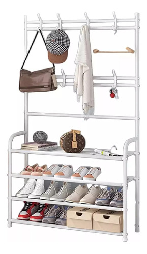 Perchero Rack Zapatero Organizador 4 Niveles 3 En 1