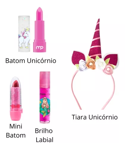 Kit Maquiagem Infantil Completo Com Bolsa Unicornio