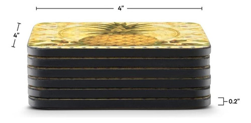 Pempernel Golden Coasters Juego De 6, 4 X 4, Respaldo De De