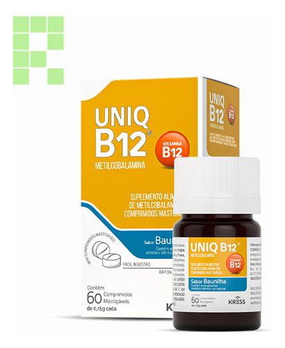 Pure B12 Vitamina B12 Com 60 Cpr Mastigável Kress Uniq B12 Sabor Baunilha