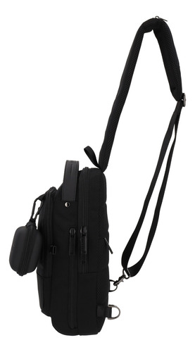 Mochila Cruzada Pechera Crossbody Airpack Nomad Elegance Color Negro Diseño De La Tela Lisa