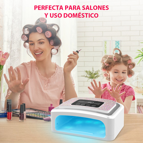 Funsmile Lámpara De Uñas 120w/30LED Secadora For Manicura Recargable, 30 Perlas LED 360° Curado Uniforme, Luz Suave 365+405nm, 4 Temporizadores + Sensor Inteligente, 2-5h Uso Inalámbrico