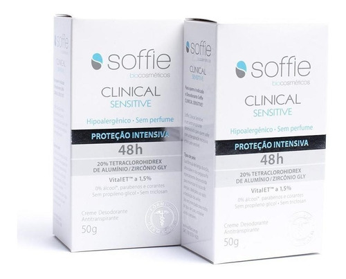 Kit 2 Desodorante Antitranspirante Soffie Clinical Sensitive