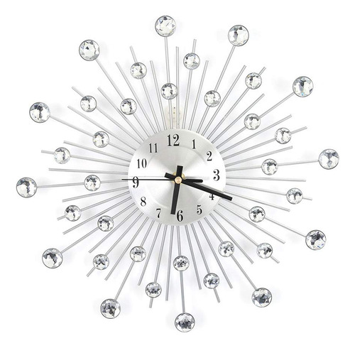 Reloj Pared Cristal 3d Metal Diamante Tachuela Moderno Para
