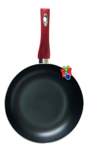 Imagen 2 de 7 de Wok Rojo Teflón Tego Antiadherente 28cm Con Mango Frio