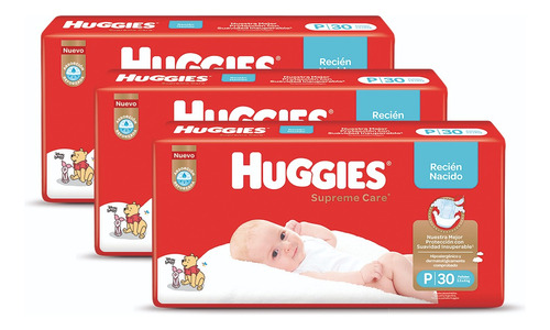 Pañales Huggies Supreme Care Megapack P X30 Pack X 3 Un