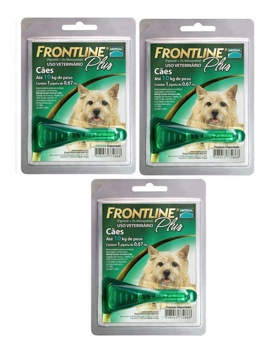 Kit Combo C/ 03 Frontline Plus Para Cães De 1 A 10 K