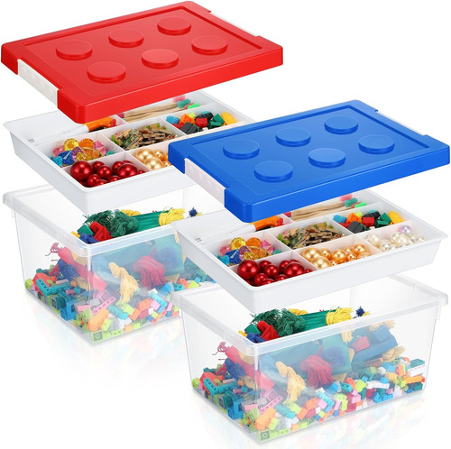 Leinuosen 2 Set 32 Qt Plastic Storage Box With Removable Tra