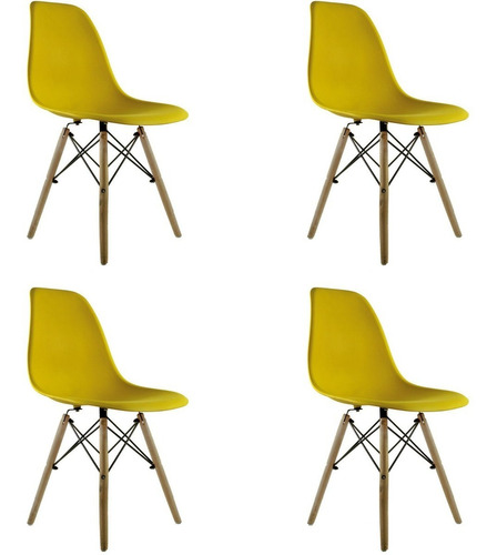 Set 4 Sillas Eames Mundo In Comedor Restaurante Color de la estructura de la silla Amarillo