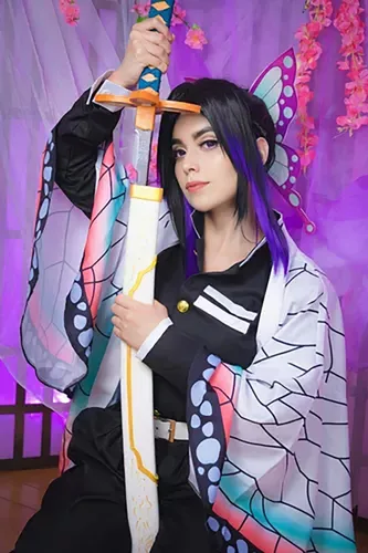 Demon Slayer: Kimetsu No Yaiba Kocho Shinobu Anime Disfraz De Cosplay Para Niños Con Peluca
