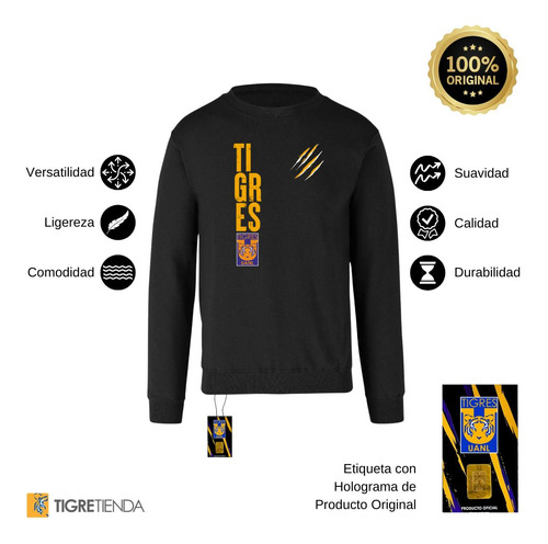 Sudadera Para Mujer Tigres Uanl Tigres Rayas