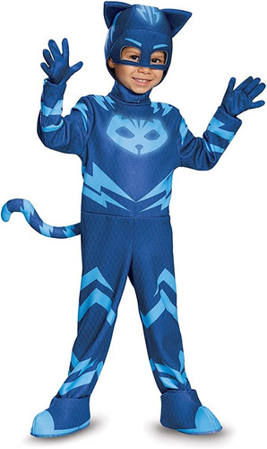 Disfraz De Niño Gato, Pijama Con Máscara, De Lujo, Azul
