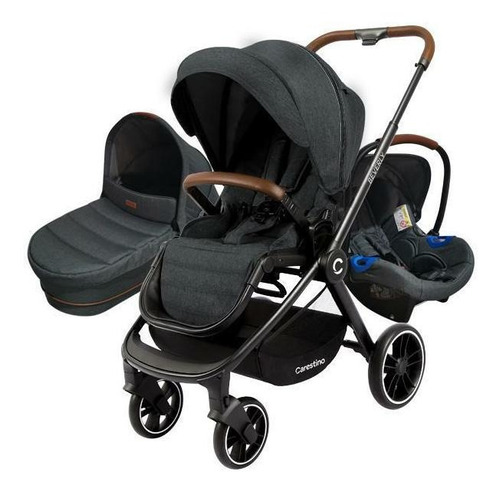 Coche de paseo Carestino 3 en 1 Beverly V2 V2 CO021-GO negro melange con chasis color negro