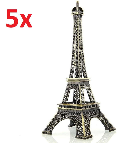 Kit 5 Mini Torre Eiffel Paris Em Metal 13 Cm Decoracao