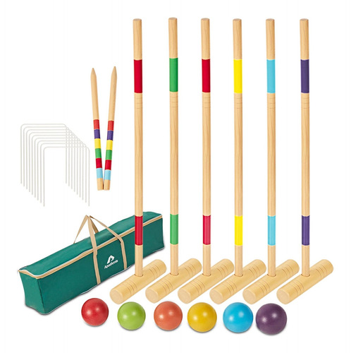 Juego Croquet 35 Para Seis Jugador Mazo Madera Pino Ra