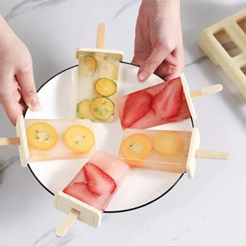 Juego De 9 Moldes Para Paletas Con Bandeja Amarilla