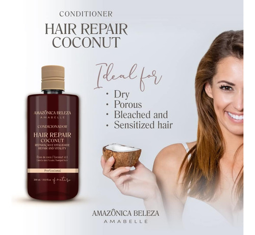 Conjunto De Shampoo E Condicionador De Coco Beleza, Repara C